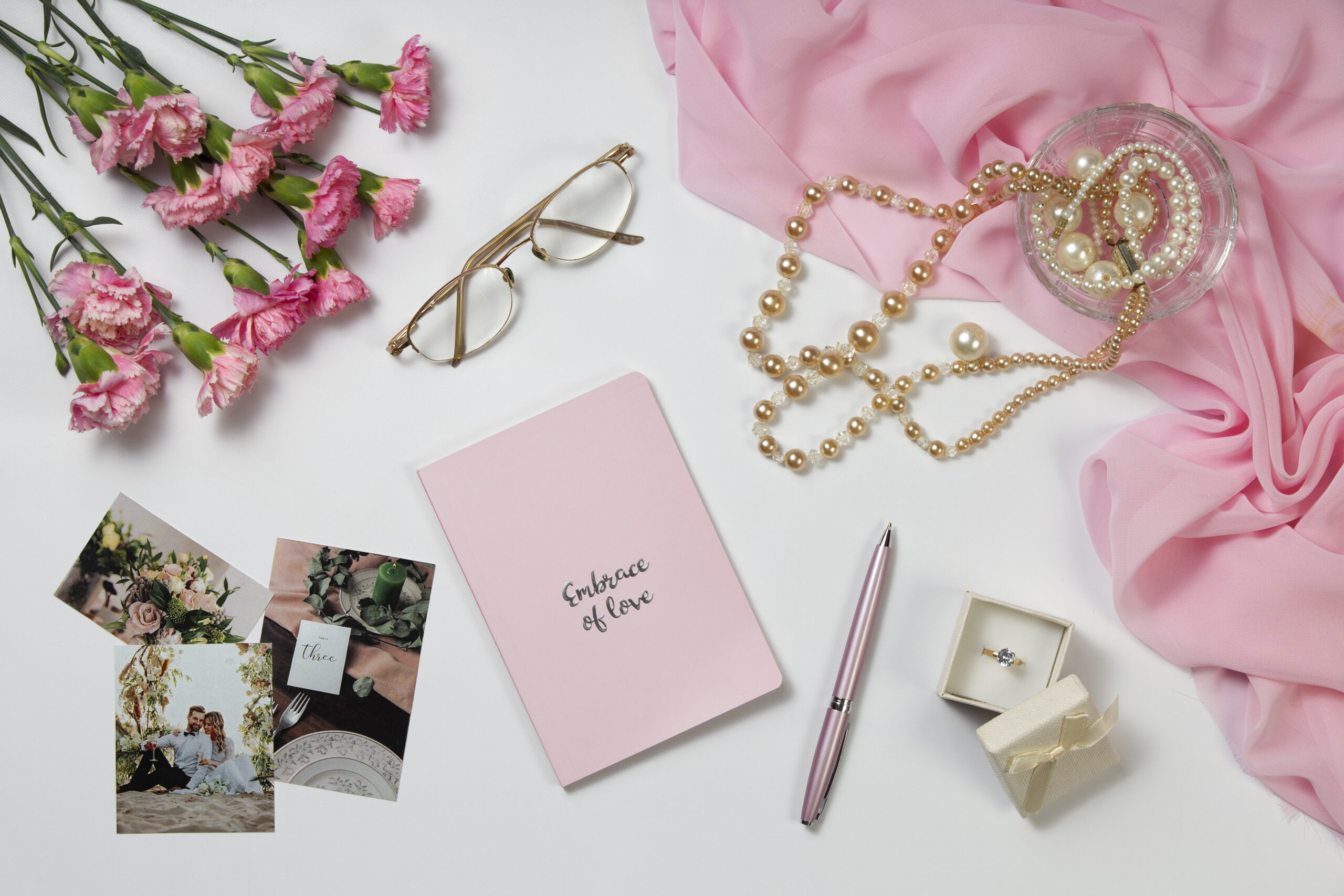 top view wedding planning resources arrangement